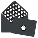Whaline 50Pcs Halloween Invitation Envelopes Black Ghost Greeting Card Holders V-Flap Card Sleeves with Stickers for Mailing Sen
