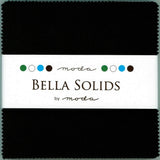 Bella Solids Blacks Moda Charm Pack by Moda Fabrics; 425 Quilt Squares
