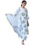Gosriki Women'S Cotton Blend Straight Printed Kurta With Pant & Dupatta (Samay White-Gs_S_White_Small),White,,B0CQVCJGQ9
