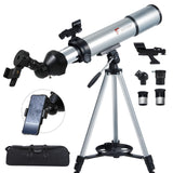 AuFCrow Telescope for Kids & Adults - 80mm Refractor Telescope with 600mm Focal Length, Tripod, Barlow Lens & Phone Adapter High