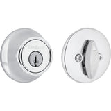 Kwikset 660 Series Deadbolt Lock, Polished Chrome Round Exterior Keyed Front Entry Door, Single Cylinder Dead Bolt