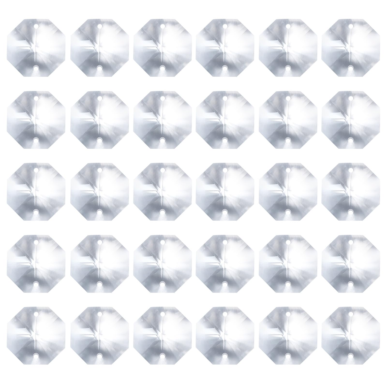 PATIKIL K9 Crystal Octagon Beads 2 Holes Pendants, 60 Pack 18mm Chandelier Prisms Parts Ornaments Hanging Beads for DIY Arts Cra