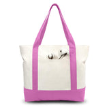 TOPDesign 1-Pack Canvas Tote Bag with an External Pocket, Reusable Grocery Shopping Bag, Top Zipper Closure, Daily Essentials (L
