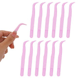 Plastic Tweezers, 4.5in Bent Tip Crafting Hobby Sticker Tweezers Electronics Bulk Precision Lash Tool for DIY Jewelry Watch Maki
