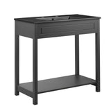 Modway Altura 36 MDF Ceramic and Particleboard Bathroom Vanity in Gray/Black