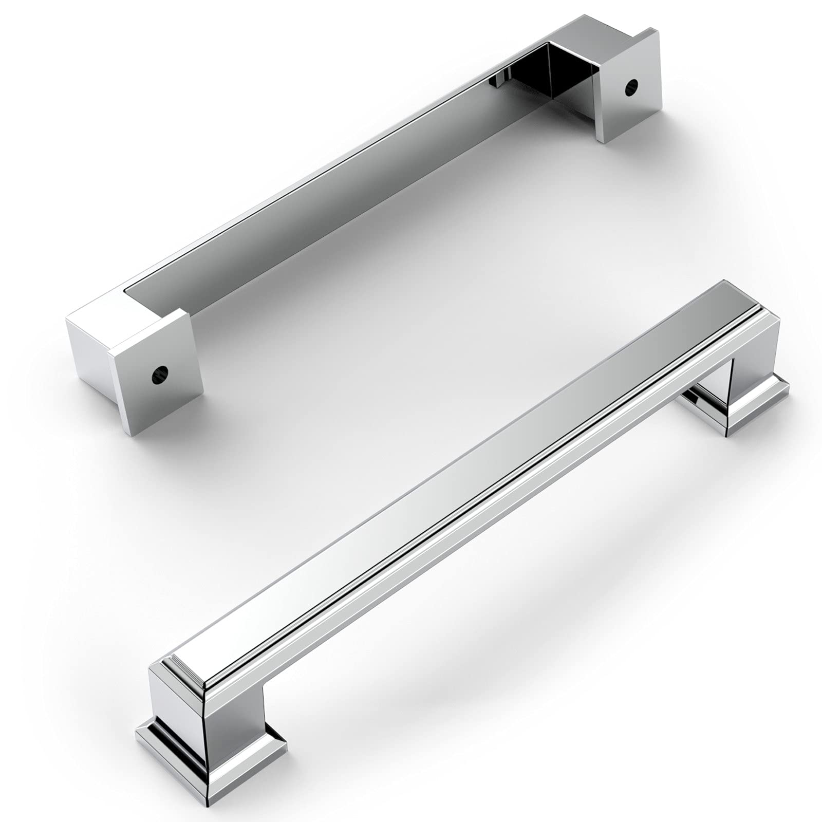 Amerdeco 10 Pack Polished Chrome Cabinet Pulls 5 Inch(128Mm) Hole Center Cabinet Hardware Kitchen Cabinet Handles For Bathroom D