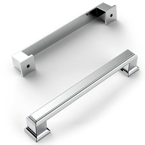 Amerdeco 10 Pack Polished Chrome Cabinet Pulls 5 Inch(128Mm) Hole Center Cabinet Hardware Kitchen Cabinet Handles For Bathroom D