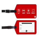 Nutcase Designer Luggage Travel Baggage Tags Set Of 2 With Name Card Inside Eat Sleep Icons Red