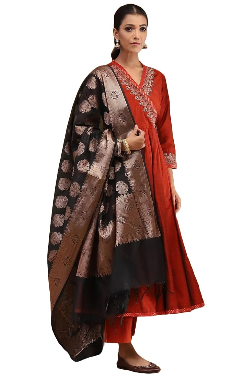 Gosriki Women'S Rayon Blend Embroidered Anarkali Kurta With Pant & Dupatta (Sumona Maroon-Gs_Xl_Maroon_X-Large),Maroon,,B0DR1S3FYD