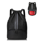 Half Moon Sports Drawstring Backpack With Shoe Compartment Waterproof Gym Bag For Men & Women With Mesh Side Pockets, Lightwei
