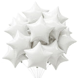 TONIFUL 15Pcs 18 Inch Large White Star Shape Foil Balloons Big White Stars Helium Mylar Ballons for Birthday Wedding Baby Shower