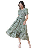 KZULLY | Elegance: Smocked A-line Midi Dress - Superior Comfort & Chic Style