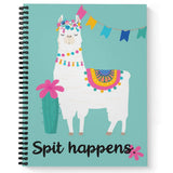 Gotcha Covered Notebooks Softcover Spit Happens 8.5 X 11 Funny Llama Spiral Notebook/Journal, 120 Wide Ruled Pages, Durable Gl