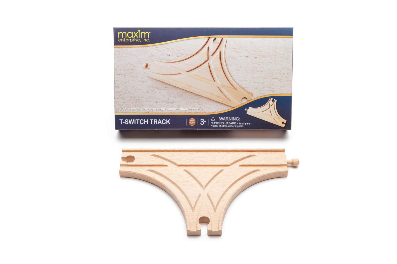 maxim enterprise, inc. T-Switch Track, Wooden T Track for Toy Train Intersection, Wooden Track Accessories Compatible with Thoma