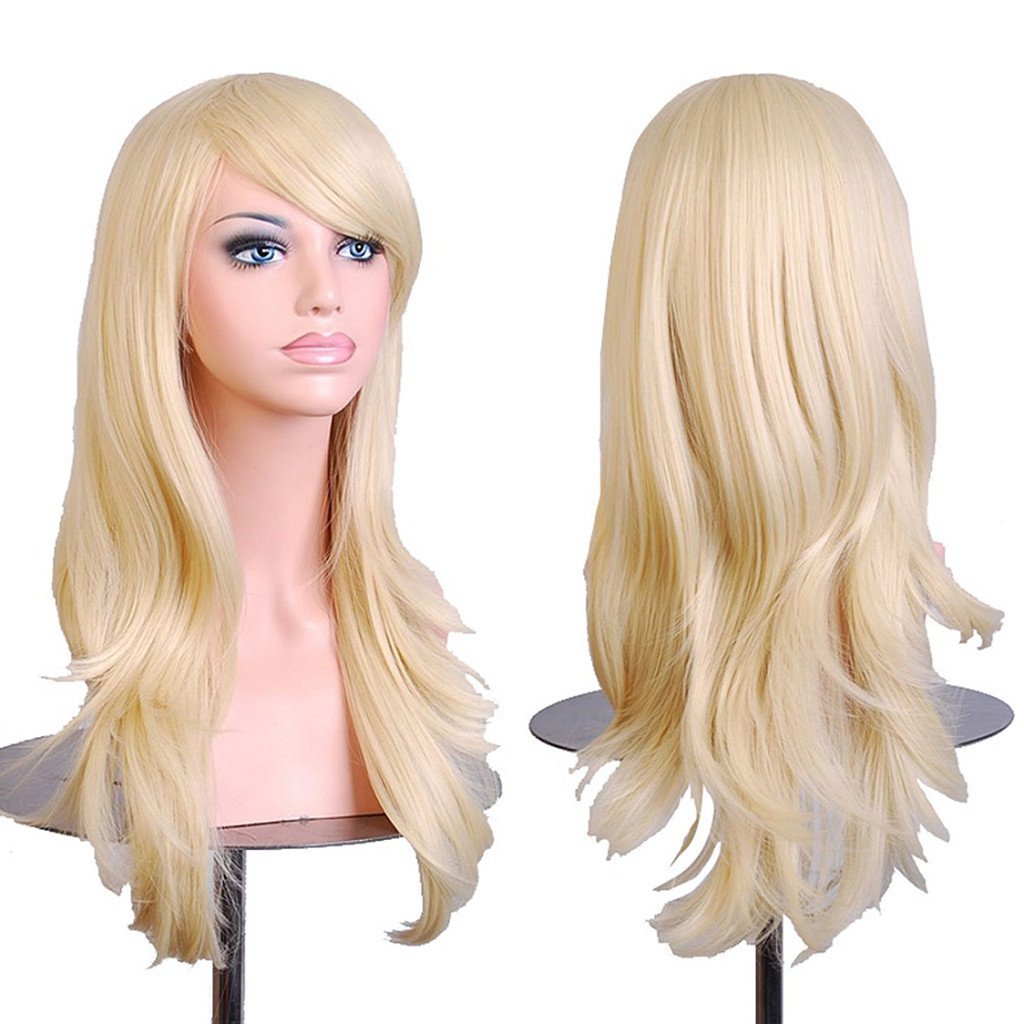 AneShe Wigs 28 Long Wavy Hair Heat Resistant Cosplay Wig for Women (Light Blonde)