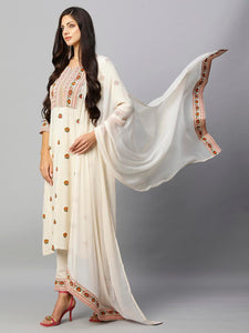 Gosriki Women'S Cotton Blend Straight Printed Kurta With Pant & Dupatta (Bakhshi Cream-Gs_Xxl_Cream_Xx-Large),Cream,2,B0CM9LV4RQ