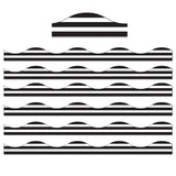 Magnetic Scallop Border, Black Stripes on White, 12 Feet Per Pack, 6 Packs