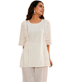 Libas Women'S Cotton Embroidered Straight Kurti (37152R_White