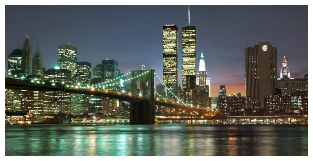 The Brooklyn Bridge And Twin Towers At Night-Paper Art-62,,X32,,