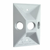 HubbellBell 51891 Three Hole Weatherproof Cover Rectangular Cluster, White