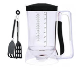 Black Waffles Batter Dispenser n Waffle Tongs Combo Set,Get Perfectly Fluffy Waffles Every Time! Batter Measuring Separator for 