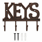 Comfify Copper-Black Cast Iron Key Holder for Wall - Keys Sign with 4 Hooks