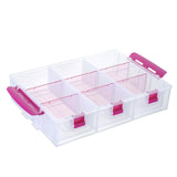 MyGift Stackable Single Tray Add-On for 11-Inch Clear Arts & Crafts Container, 9-Compartment Sewing Supplies Organizer with Remo