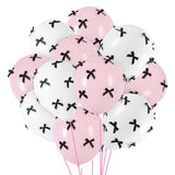 Gejoy Black Bow Party 24 Pack 12 Balloons with 200 Pcs Bow Light Pink White Balloons Decor for Coquette Birthday Bachelorette Ba