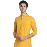 Manyavar Men'S Mustard Yellow Self Booti Kurta Set (Mustard,L)