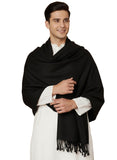 Zamour MenS Solid Color Warm Stole | Lightweight Soft Feel Scarf Wrap For Winter (Black)