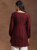 Libas Women'S Woven Design A-Line Kurtis (29132_Wine Wine L