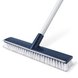 BOOMJOY Floor Scrub Brush with 57 Long Handle, 12 Wide Head, 2 in 1 Scrape and Brush, Stiff Bristle for Cleaning Bathroom, Patio