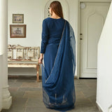 Anni Designer Women'S Cotton Blend Solid Straight Kurta With Pant & Dupatta (Jita Blue_5Xl_Blue_Xxxxx-Large),Blue,5XL,Cotton Blend,Regular,Dupatta