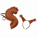SNAPPSY RolePlay Prop Squirrel Ears Headband and Tail Cute Squirrel Costume Set Funny for Children, Stage Performance, Hallowee