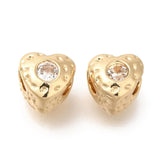 LiQunSweet 30 pcs Golden Color Heart Theme Brass Cubic Zirconia Beads Cute Love Loose Spacer Beads for DIY Jewelry Necklace Brac