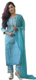 Gosriki Women'S Cotton Blend Printed Straight Kurta With Pant & Dupatta (Sky Bird-Blue_S-Go_Blue_Small),Blue,,B0B1WTWHHD