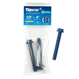 Tapcon+ 1/2 x 4 Inch Heavy-Duty Hex Head Concrete Anchors, 2 PCS, Corrosion Resistant Blue Climaseal Coating, Outdoor Rated Use,