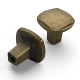 Asidrama 10 Pack Antique Brass Kitchen Cabinet Knobs - Square Vintage Retro Dresser Drawer Cabinet Hardware Zinc Knobs for Dress