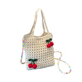 Snappsy Floral Crocheted Crossbody Bag Travel Working Ladies Gift Handwoven Tote Bag Cherry