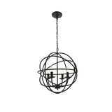 Elegant Lighting Living District Octavia 4-Light Mid-Century Metal Pendant In Dark Brown