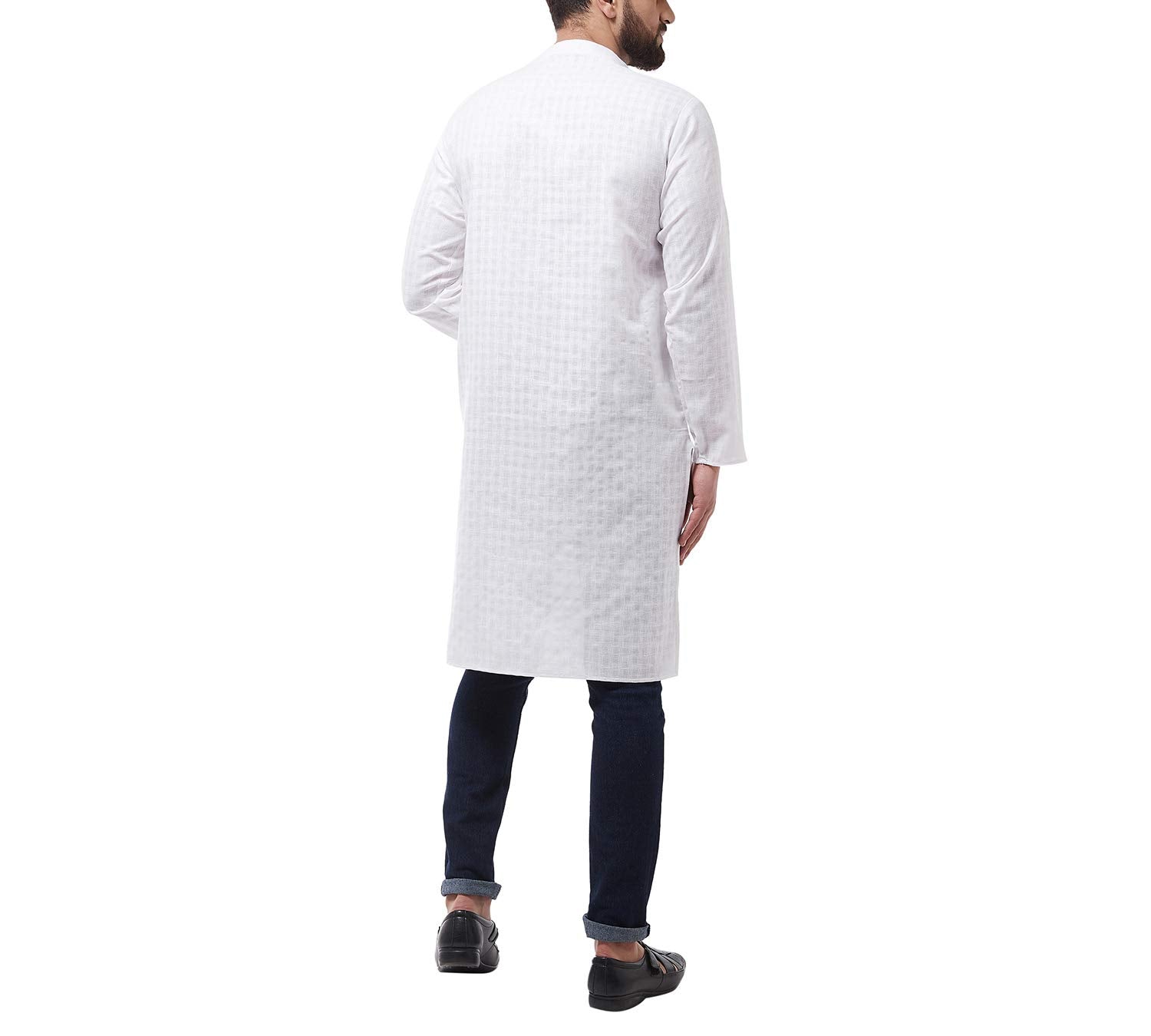 Sojanya (Since 1958 Men'S Cotton Blend White Woven Design Only Long Kurta Size: 42
