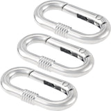 STSTR 3 PCS Oval Spring Ring Clips, Silver Metal Keyring Purse Clip, Heavy Duty Opening O Ring Carabiner for Keychains, Buckle C