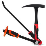 Lasnten 3 Pcs Geology Rock Pick Equipment Kit 32oz Rock Hammer 3lb 12 Concrete Flat Chisel Tool, 18 Pry Bar for Geological Resea