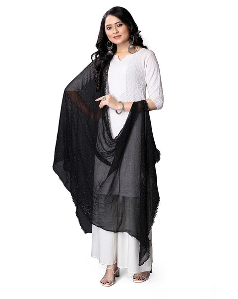 Ebadat Lightweight Chiffon Scarf Black For Women | Elegant Dupatta Style Wrap | Soft, Breathable & Stylish For All Occasions