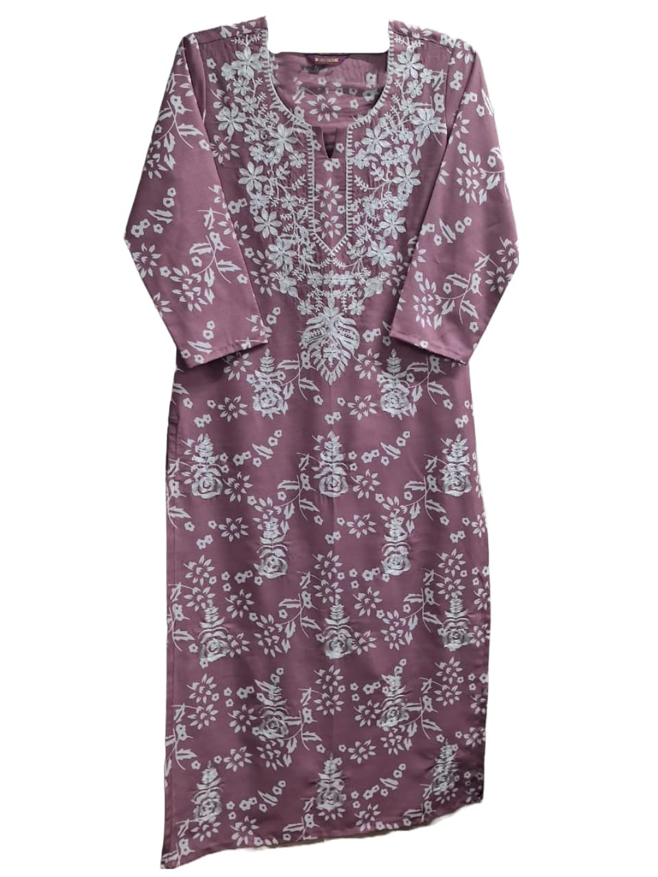 Anni Designer Women'S Cotton Blend Straight Chikankari Embroidered Kurta (Sutlej-Peach-Grt_S_Peach_Small),Peach,S