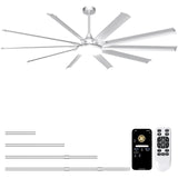 Ohniyou 96'' Industrial Ceiling Fan with Bright Lights - Remote/APP Control, High CFM, Large Ceiling Fan for Shop, Covered Outdo