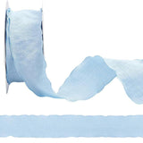 CABODYALS 10 Yards 1 Inch Ruffle Edge Ribbon Blue Double Ruffled Pleated Soild Chiffon Silk Polyester Gathered Fabric Satin Ribb