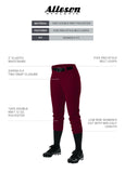 Alleson Ahtletic Women'S Fast Pitch Softball Belt Loop Pants, Maroon, Large