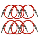 Seismic Audio SASTSX-2Red-6PK 2-Feet TS 1/4-Inch Guitar, Instrument, or Patch Cable, Red
