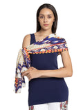 Shaye Blue Casual Printed Scarf For Women